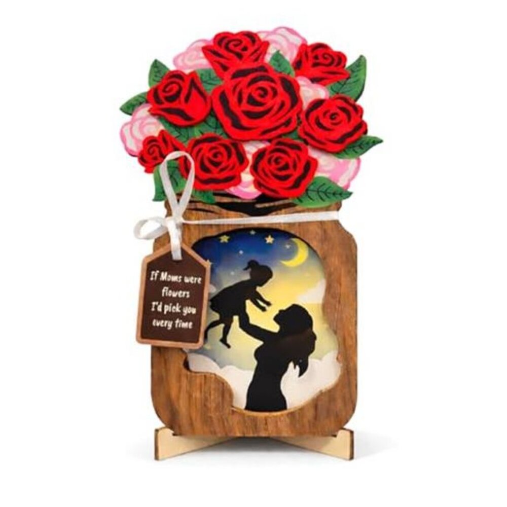 Mother’s Day Gifts for Mom Wooden Mom and Child Silhouette Tabletop Decor